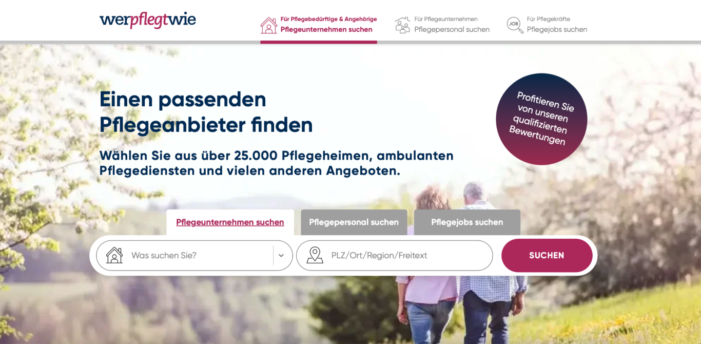 Screenshot der Website werpflegtwie.de
